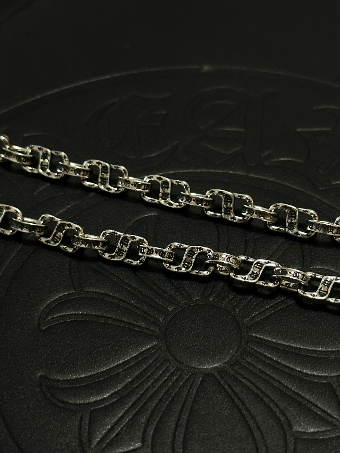 Chrome Hearts Silver Chain with Dice and Square Charms